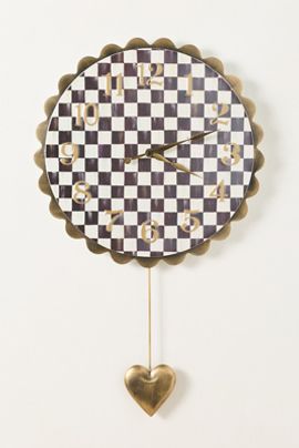 MacKenzie-Childs Check Heart Pendant Wall Clock