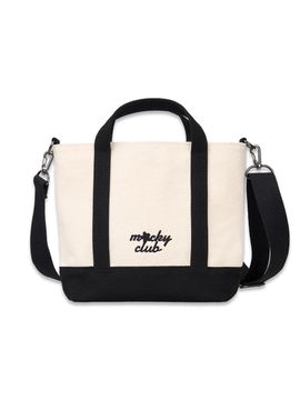 macky canvas sporty tote bag white_black