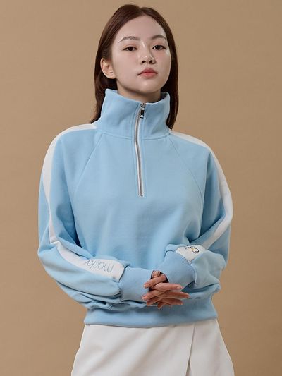 macky Carina Color Block Zip-Up Sweatshirt Sky Blue