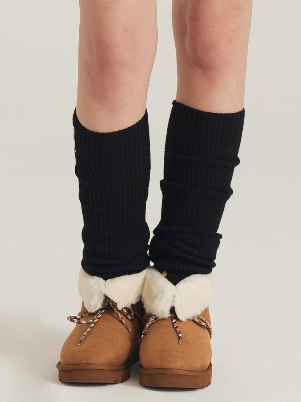 macky Cozy Knit Leg Warmers Accessories [Black]