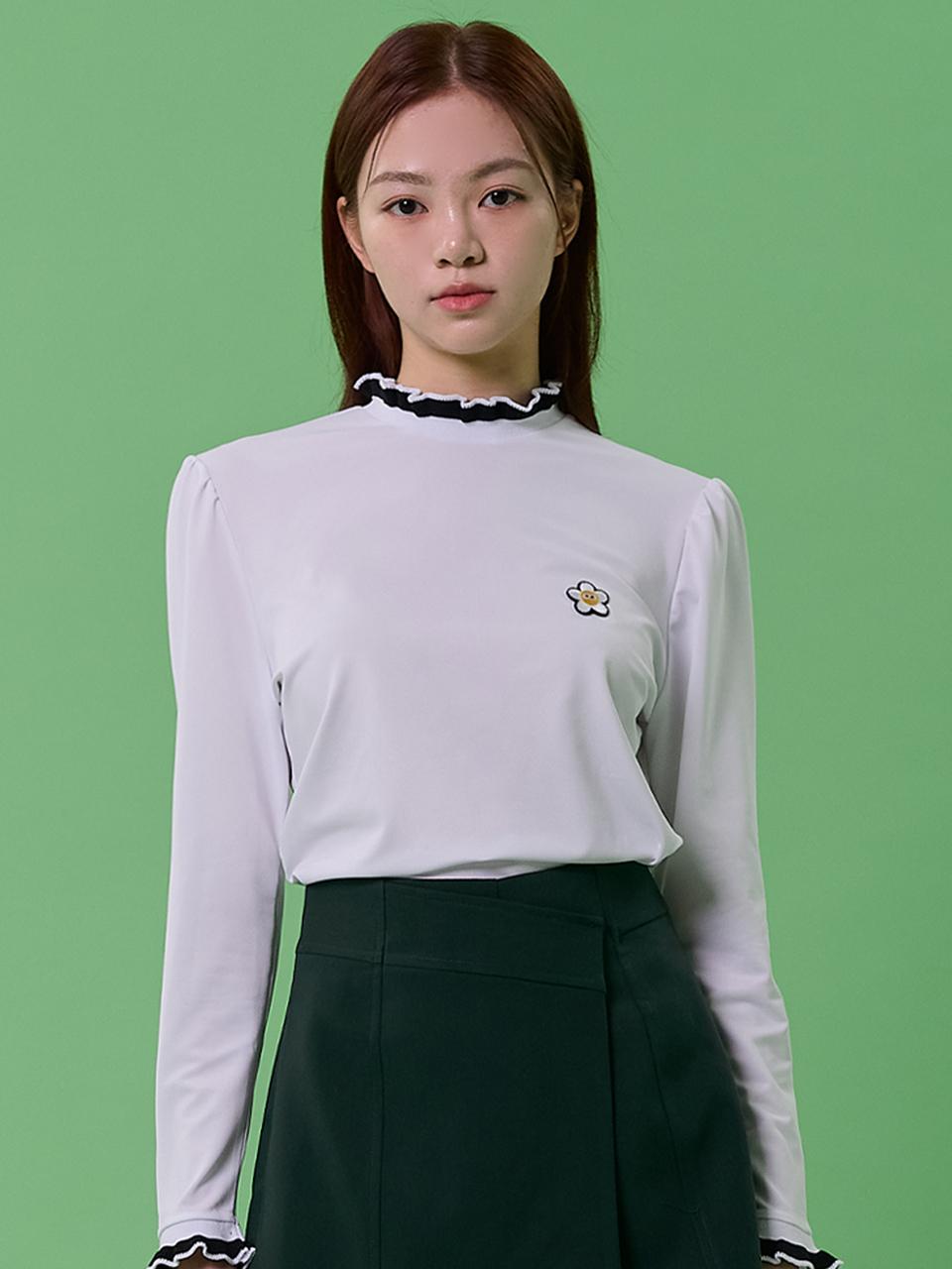 macky Daisy Puff Frill T-shirt [White]