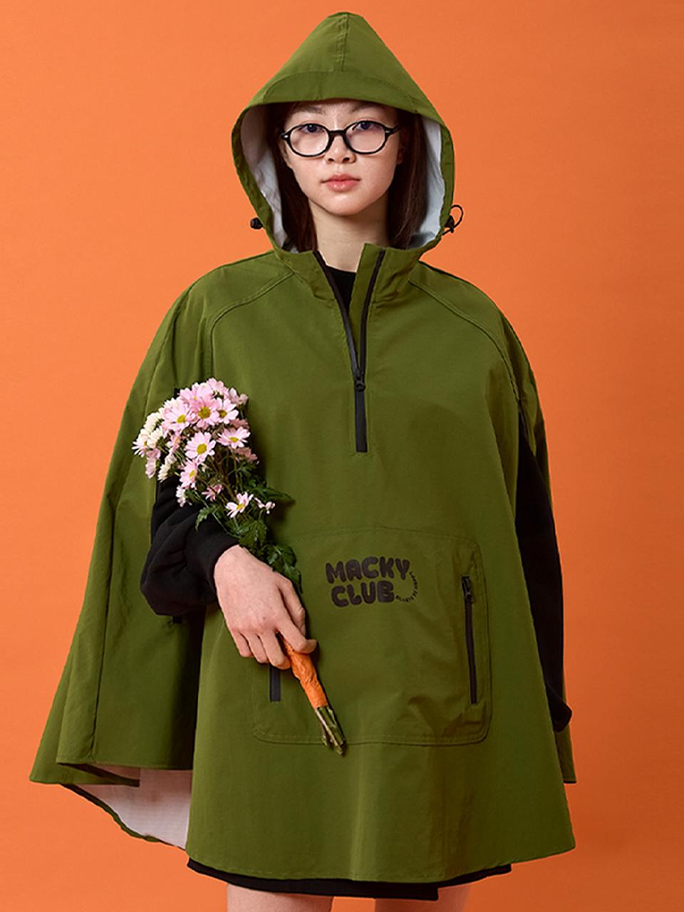 macky Fluffy Poncho Raincoat Golf [Khaki]