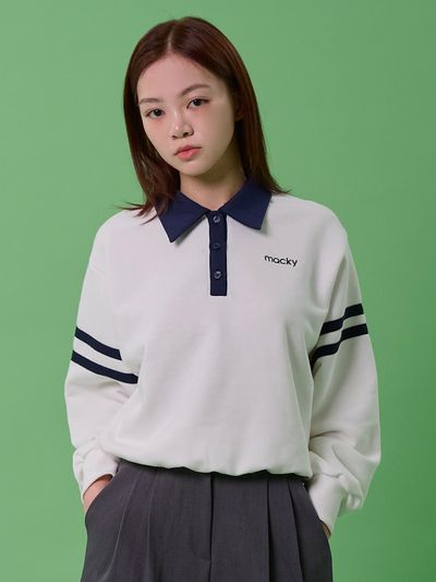 macky Line Pique Sweatshirt Golf [White]