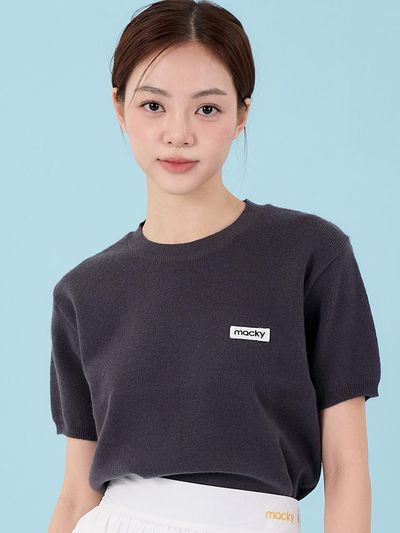 macky Logo Knit Short-Sleeve T-shirt [Charcoal]