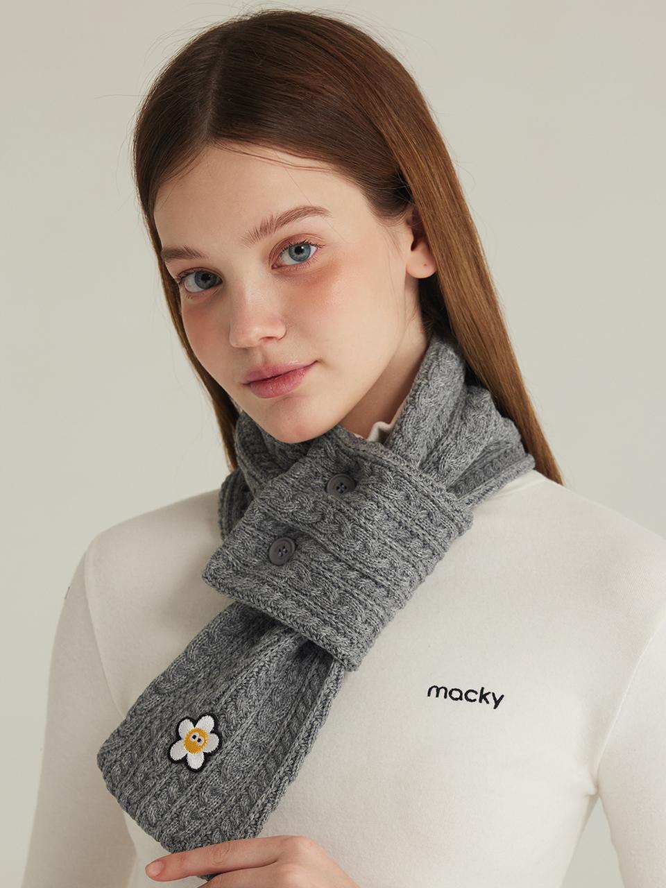 macky Point Button Knit Muffler [Gray]