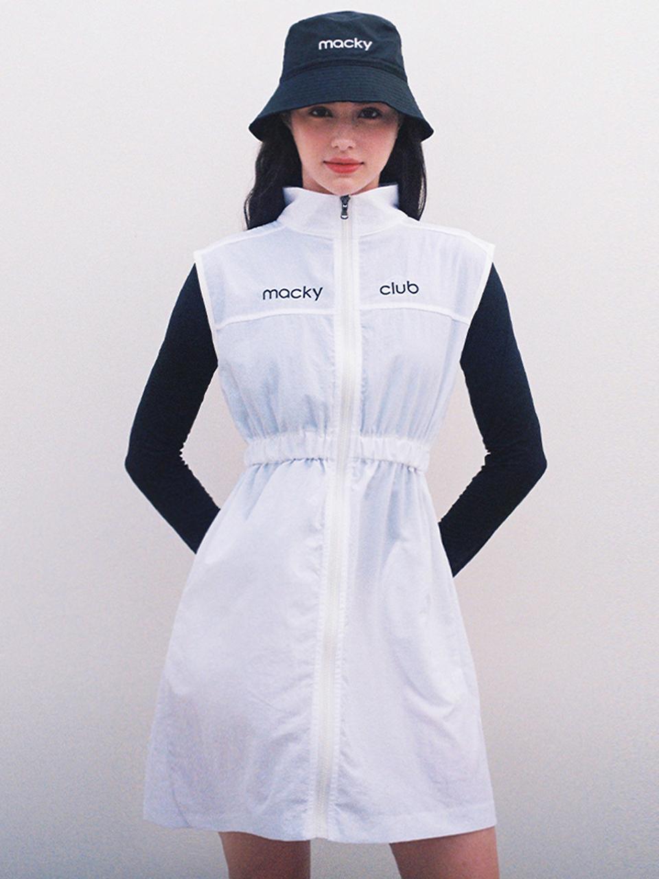 macky Shine Zip-up Dress [White]