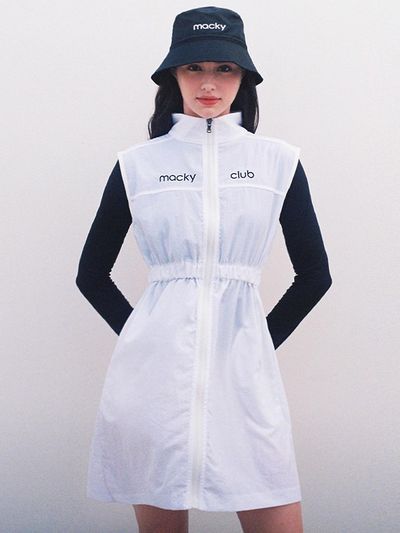 macky Shine Zip-up Golf Dress [Black]