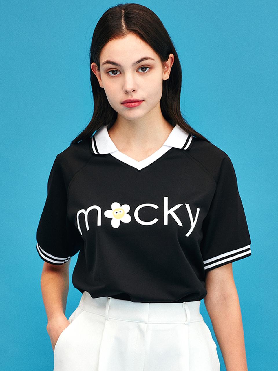macky V-neck Short Sleeve T-shirt [Black]