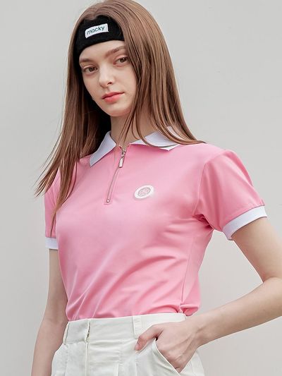 macky Zip-up Puff Cool Tech T-shirt [Pink]