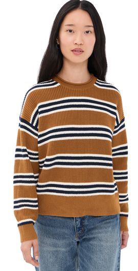 Madewell Madewell Arden Rollneck Cotton Pullover Acorn And Navy Trio Stripe