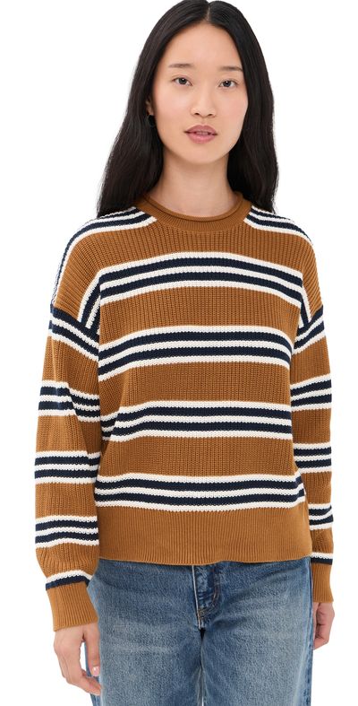 Madewell Madewell Arden Rollneck Cotton Pullover Acorn And Navy Trio Stripe