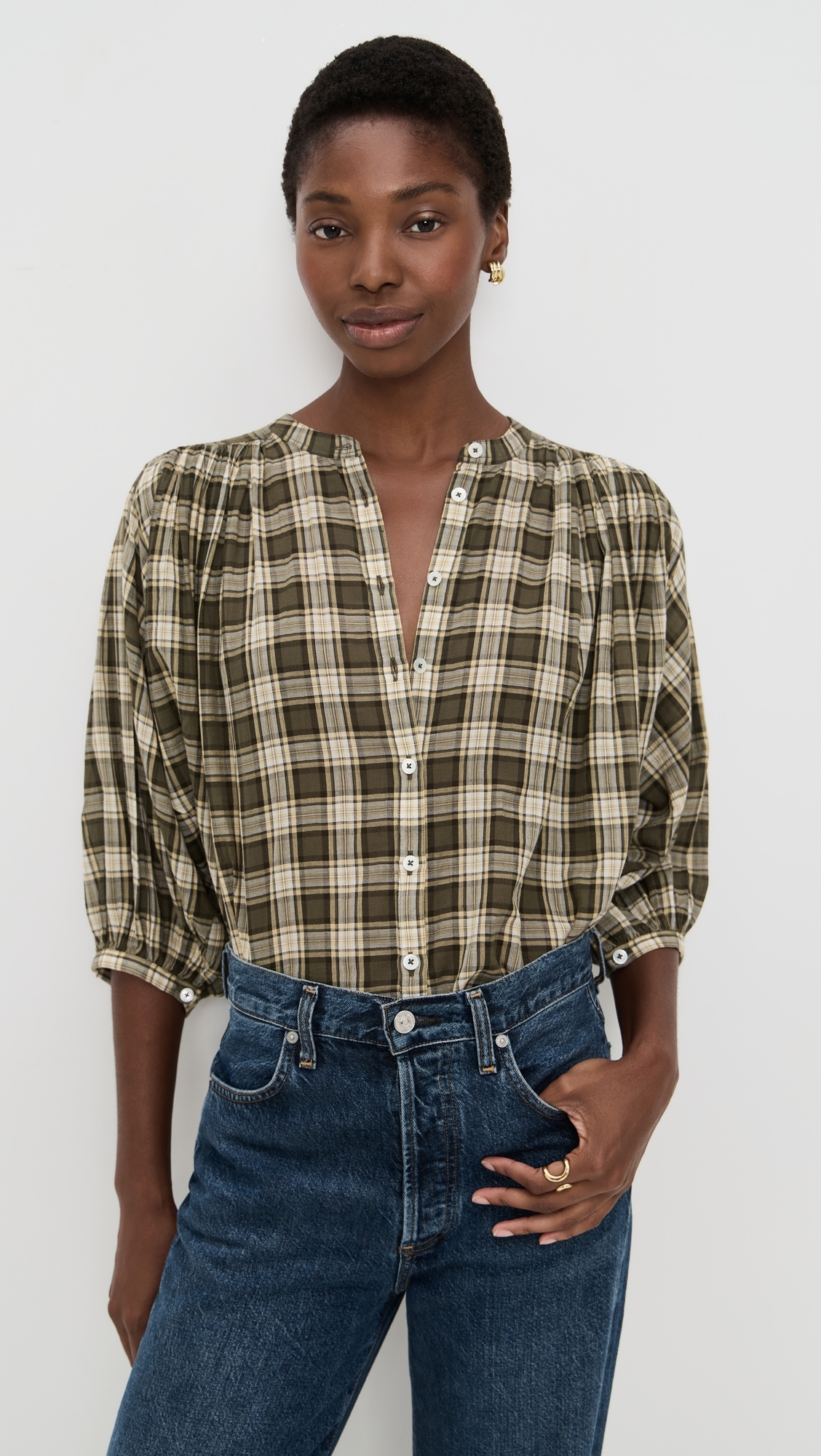 Madewell - Balloon-Sleeve Top Fall Plaid Faded Ivy