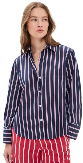 Madewell Madewell Button Down Poplin Shirt Multi Stripe/Classic Indigo