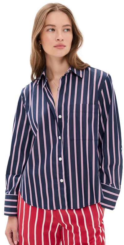 Madewell Madewell Button Down Poplin Shirt Multi Stripe/Classic Indigo