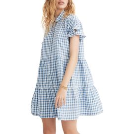 Madewell Madewell Central Gingham Ruffle Hem Shirtdress