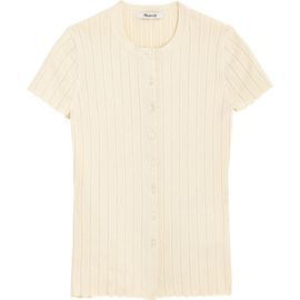 Madewell Madewell Cotton Blend Pointelle Short Sleeve Cardigan
