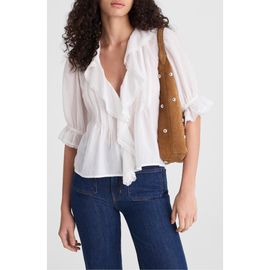 Madewell Madewell Cotton Blend Ruffle Top