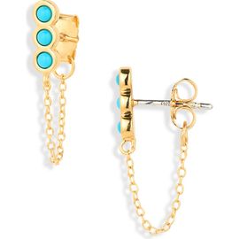 Madewell Madewell Demi-Fine Bezel Set Turquoise Chain Stud Earrings
