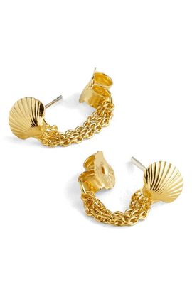 Madewell Madewell Demi-Fine Shell Chain Stud Front/Back Earrings