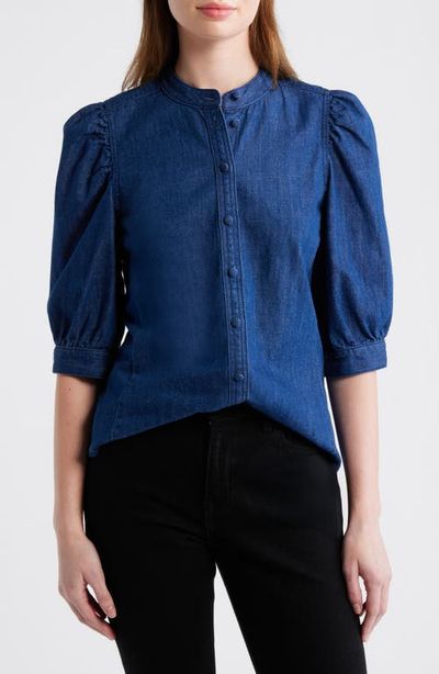 Madewell Madewell Denim Puff-Sleeve Band-Collar Shirt
