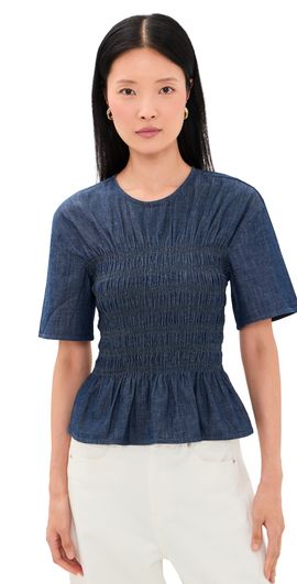 Madewell Madewell Denim Smocked Top Light Rinse