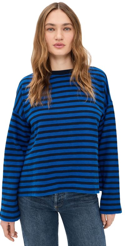 Madewell Madewell Easy Crewneck Long Sleeve Tee in Stripe Riviera Coast