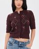Madewell Madewell Embroidered Bauble Pointelle Stitch Cardigan Smoked Claret Cherry - 3