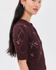 Madewell Madewell Embroidered Bauble Pointelle Stitch Cardigan Smoked Claret Cherry - 5
