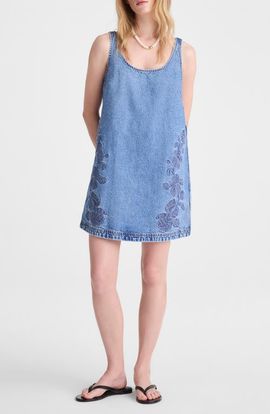 Madewell Madewell Embroidered Sleeveless Denim Minidress