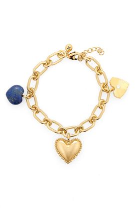 Madewell Madewell Engine Turned Lapis Heart Charm Bracelet