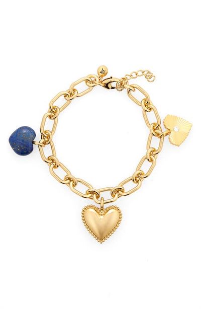 Madewell Madewell Engine Turned Lapis Heart Charm Bracelet