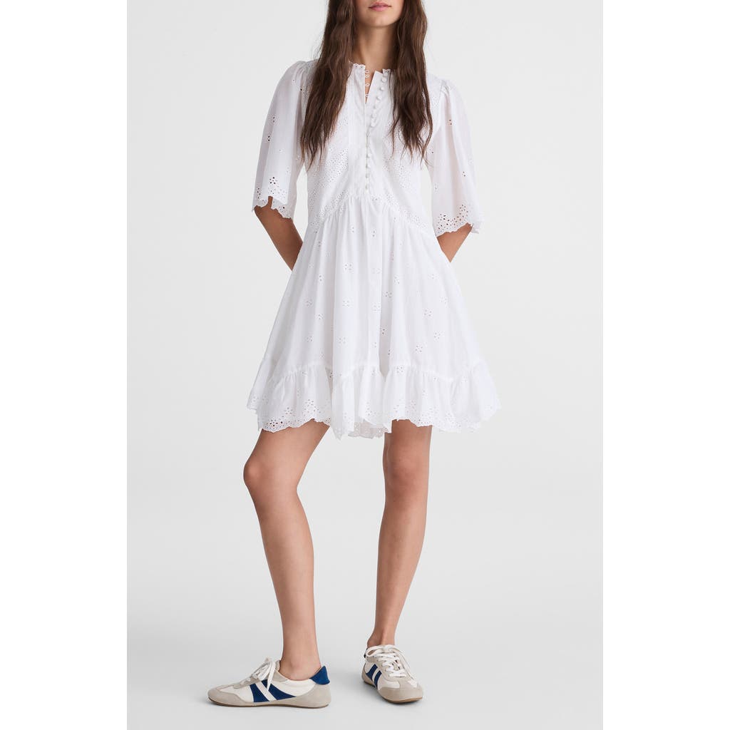 Madewell Madewell Eyelet Flutter Sleeve Cotton Minidress