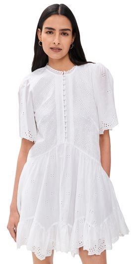 daisy embroidered lightspun square-neck midi dress Daisy Print Puff Sleeve Midi Dress