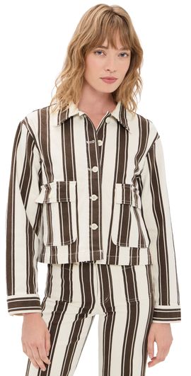 Madewell Madewell Fem Jacket Ivory & Brown Stripe