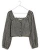 Madewell Madewell Gingham Puff Sleeve Button Front Crop Top - 4