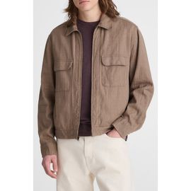 Madewell Madewell Herringbone Zip Front Cotton & Linen Jacket