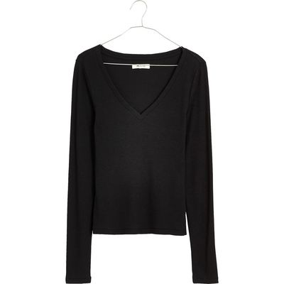 Madewell Madewell Long Sleeve V-Neck Rib Top