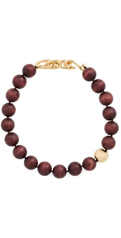 Madewell Madewell Madewell x Shopbop Oversized Wood Beaded Choker Necklace Antique Gold One