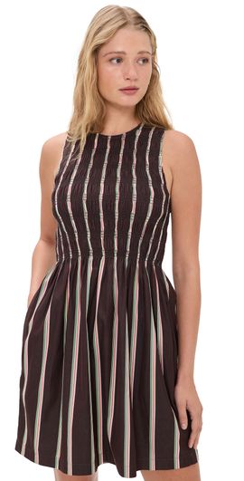 Madewell Madewell Madewell x Shopbop Selena Mini Dress Retro Stripe Burnt Cocoa