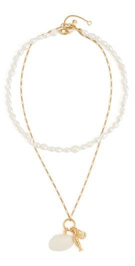 Madewell Madewell Madewell x Shopbop Two-Pack Beaded Shell Necklace Set Antique Gold One