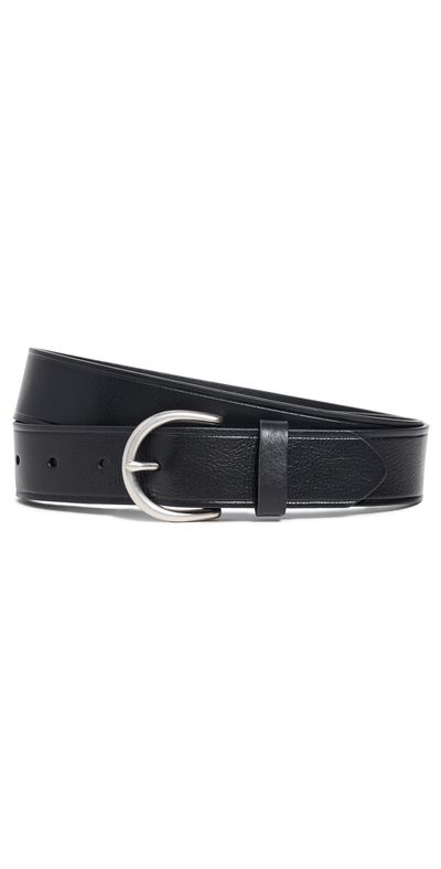 Madewell Madewell Medium Perfect Leather Belt Black and Silver L