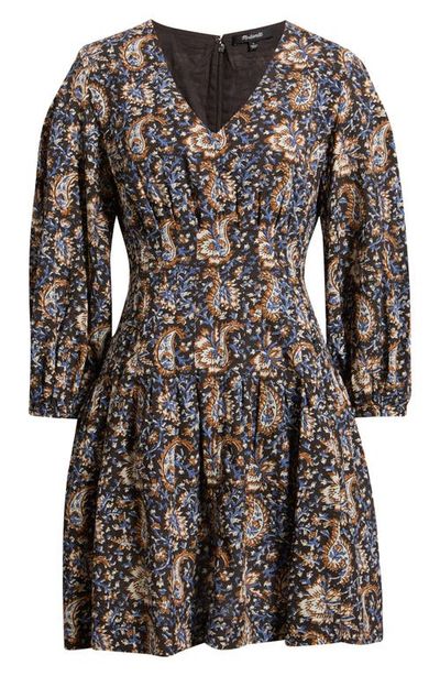 Madewell Madewell Paisley Floral Long Sleeve Cotton Dress