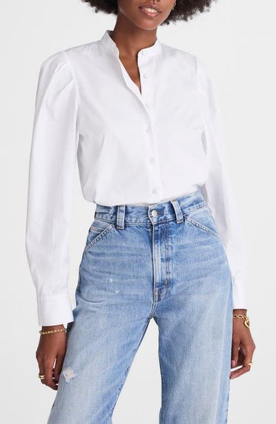 Madewell Madewell Paulina Cotton Poplin Band Collar Button-Up Shirt