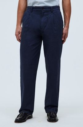 Madewell Madewell Pleated Relaxed Straight Leg Cotton & Hemp Pants
