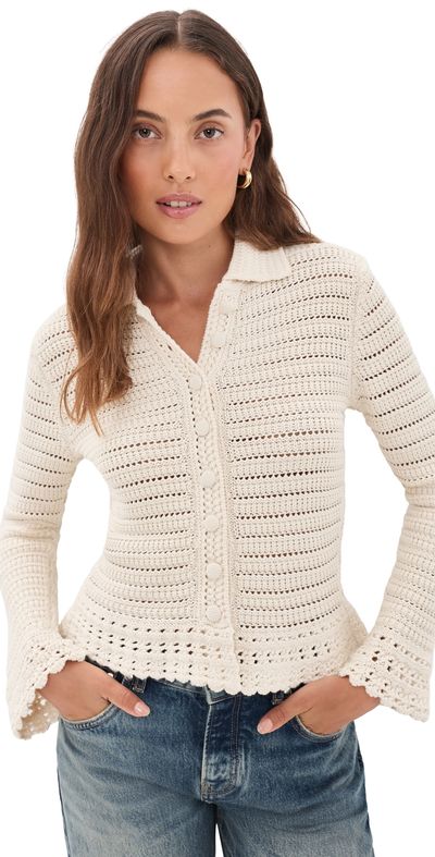 Madewell Madewell Pointelle Knit Peplum Cardigan Canvas