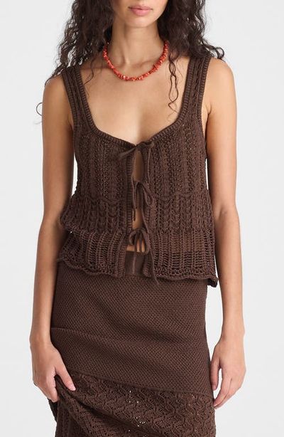 Madewell Madewell Pointelle Stitch Tie Front Cotton Sweater Tank