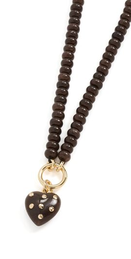 Madewell Madewell Polka Dot Stone Heart Charm Necklace DARK CHICORY One