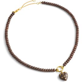 Madewell Madewell Polka Dot Stone Heart Pendant Beaded Necklace