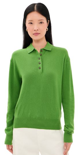 Madewell Madewell Polo Sweater In Soft Wool Fresh Fern