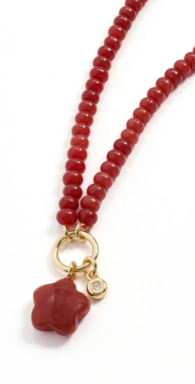 Madewell Madewell Puffy Flower Beaded Charm Necklace Pomegranate Seed One